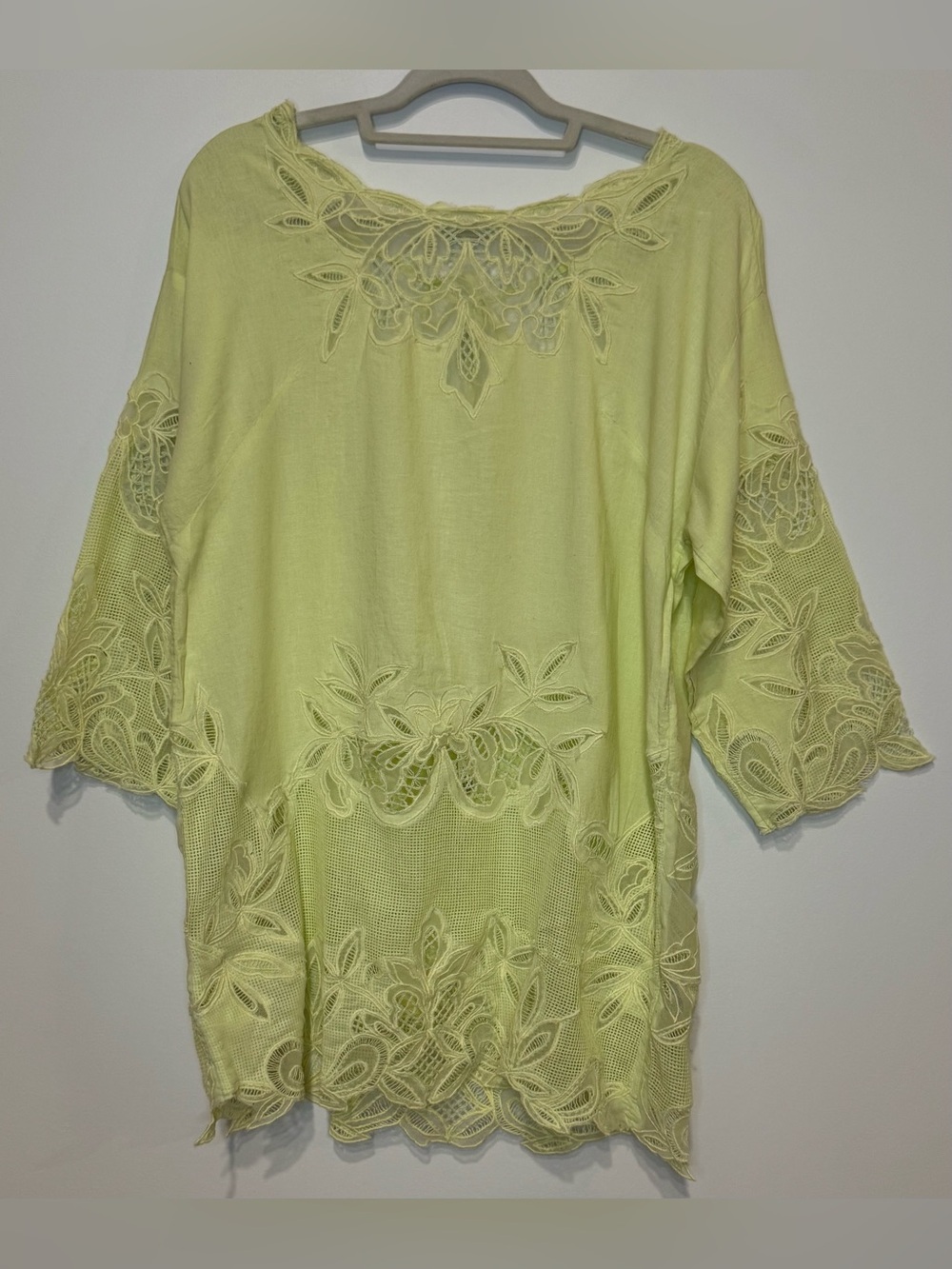 NEW Celandine/Anthropologie Long-Sleeve Crochet Lace Cover-Up Mini Dress Size XL